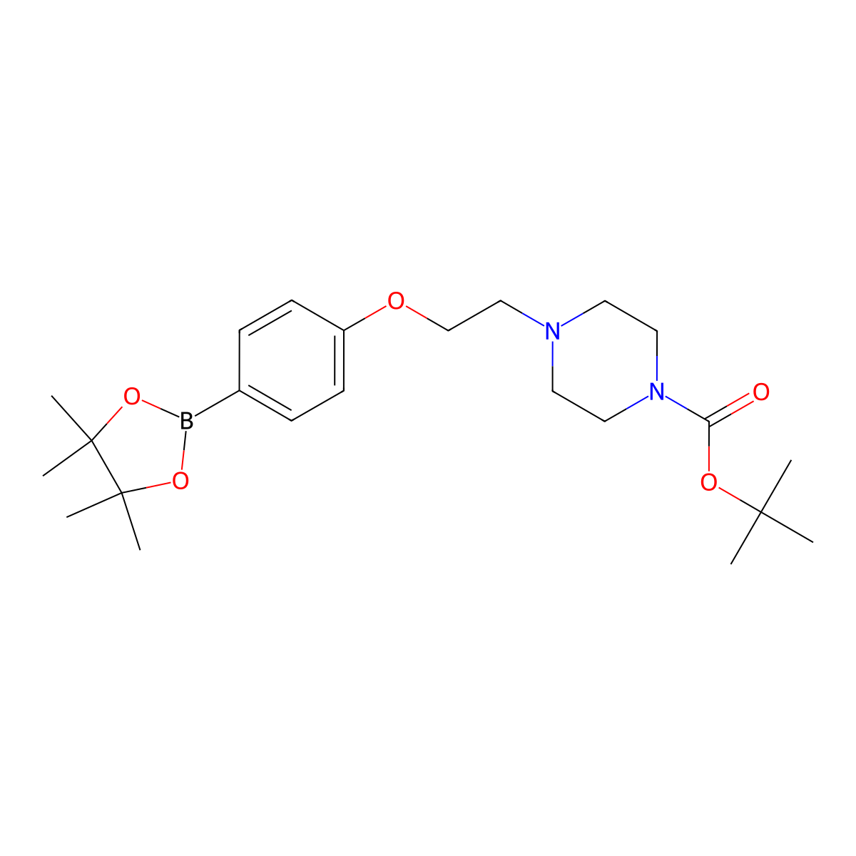 tert-Butyl 4-(2-(4-(4,4,5,5-tetramethyl-1,3,2-dioxaborolan-2-yl)phenoxy)ethyl)piperazine-1-carboxylate molecular structure, CAS 1310404-00-2