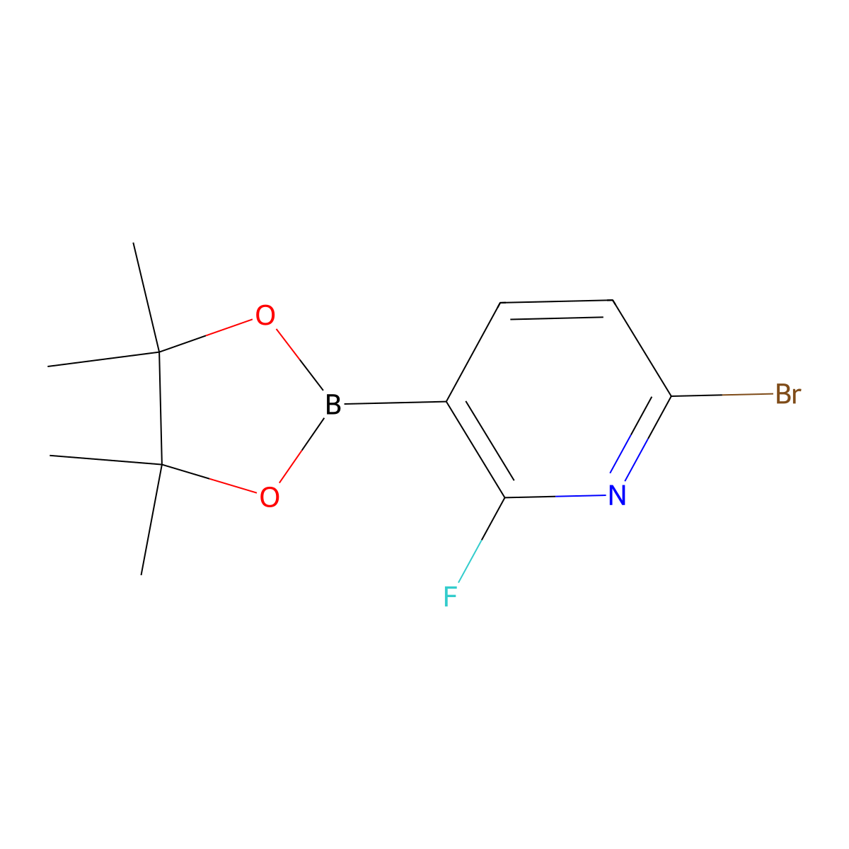 6-Bromo-2-fluoro-3-(4,4,5,5-tetramethyl-1,3,2-dioxaborolan-2-yl)pyridine molecular structure, CAS 1310404-04-6