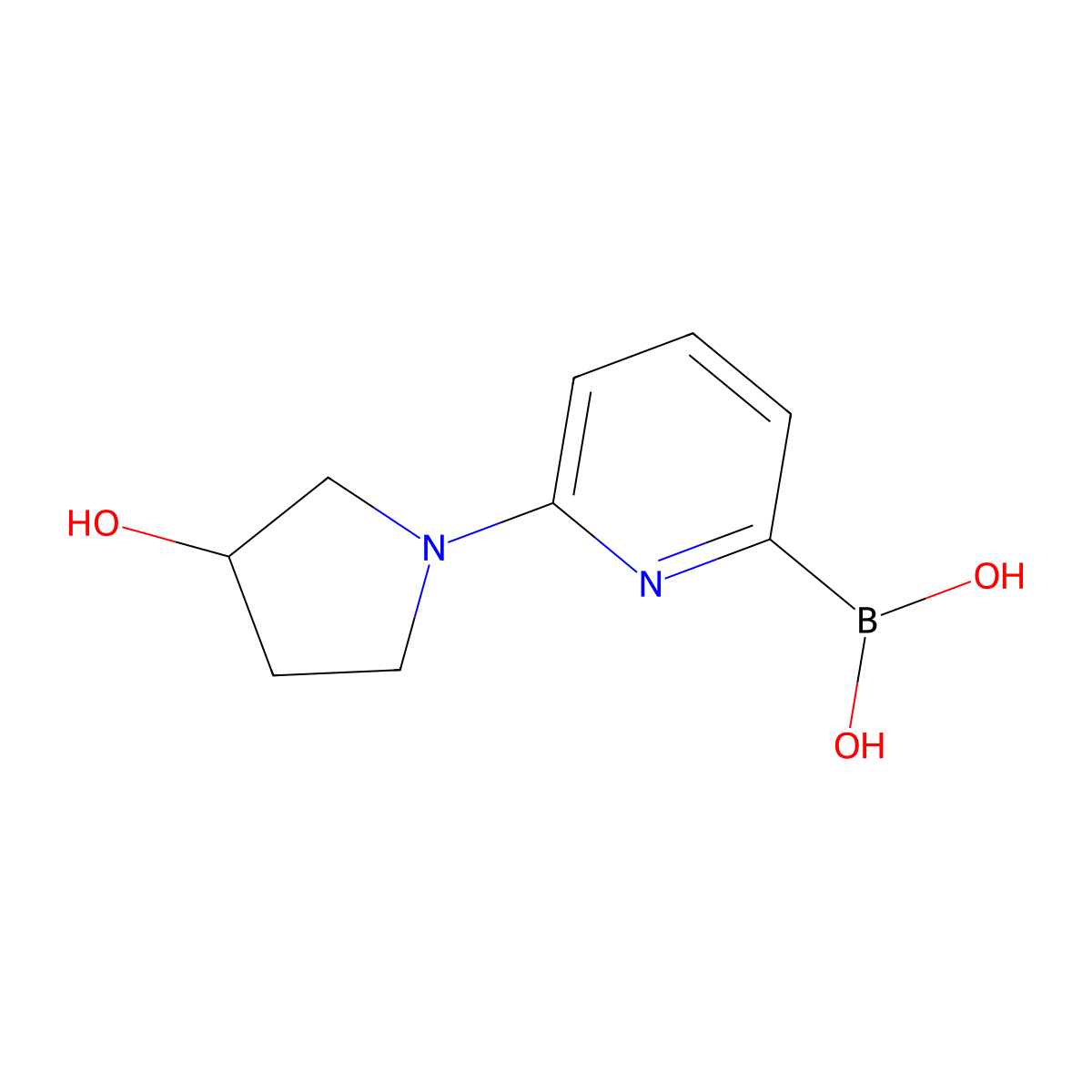 (6-(3-Hydroxypyrrolidin-1-yl)pyridin-2-yl)boronic acid molecular structure, CAS 1310404-11-5