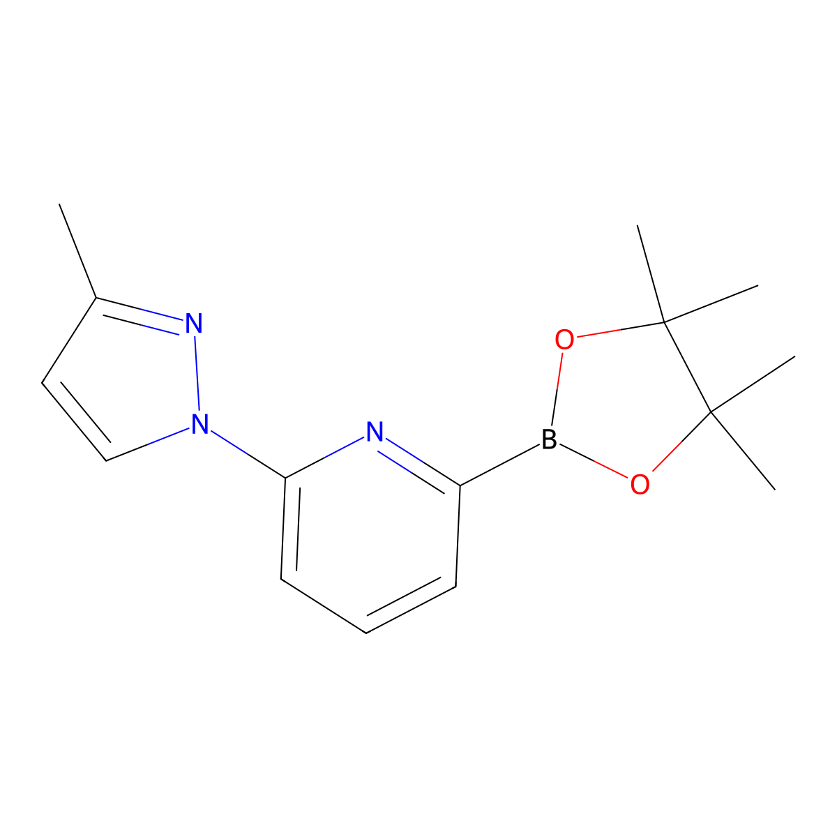 2-(3-Methyl-1H-pyrazol-1-yl)-6-(4,4,5,5-tetramethyl-1,3,2-dioxaborolan-2-yl)pyridine molecular structure, CAS 1310404-12-6