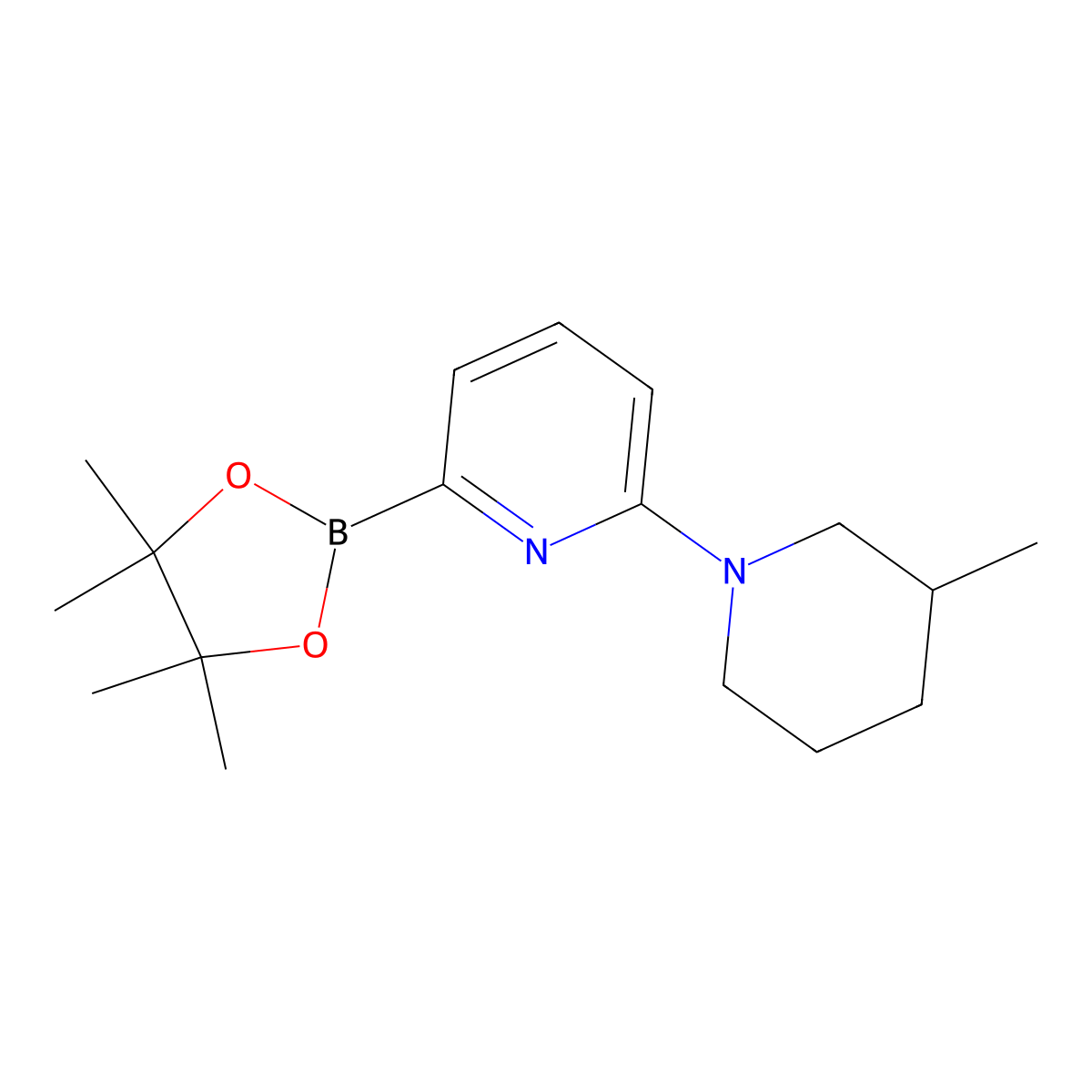 2-(3-Methylpiperidin-1-yl)-6-(4,4,5,5-tetramethyl-1,3,2-dioxaborolan-2-yl)pyridine molecular structure, CAS 1310404-13-7