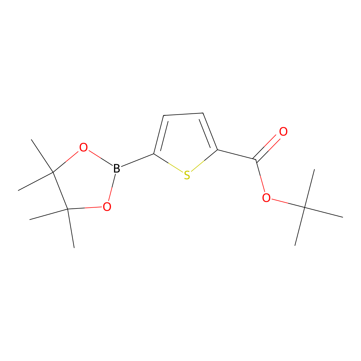 Tert-butyl 5-(4,4,5,5-tetramethyl-1,3,2-dioxaborolan-2-yl)thiophene-2-carboxylate molecular structure, CAS 1310404-29-5