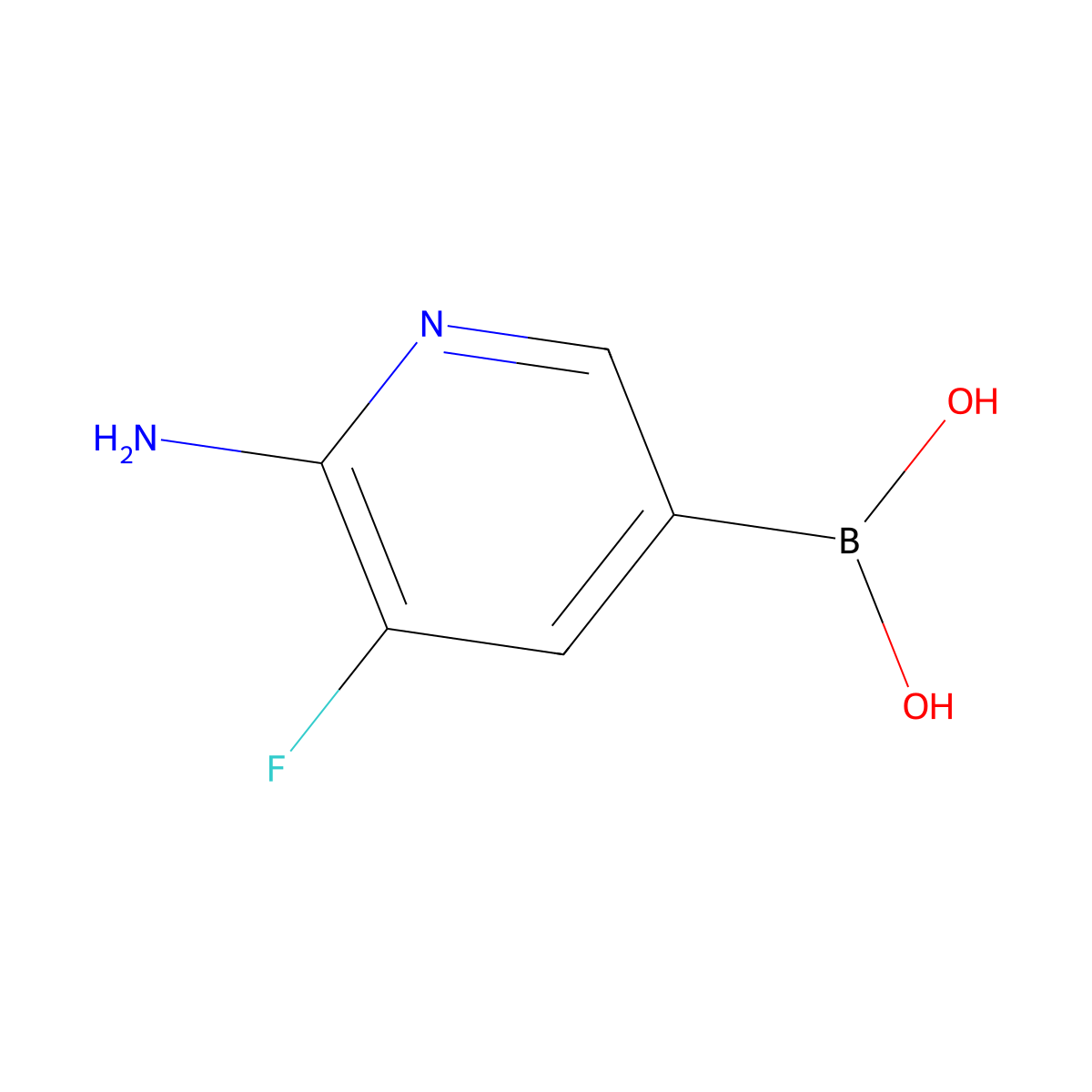 (6-Amino-5-fluoropyridin-3-yl)boronic acid molecular structure, CAS 1310404-43-3