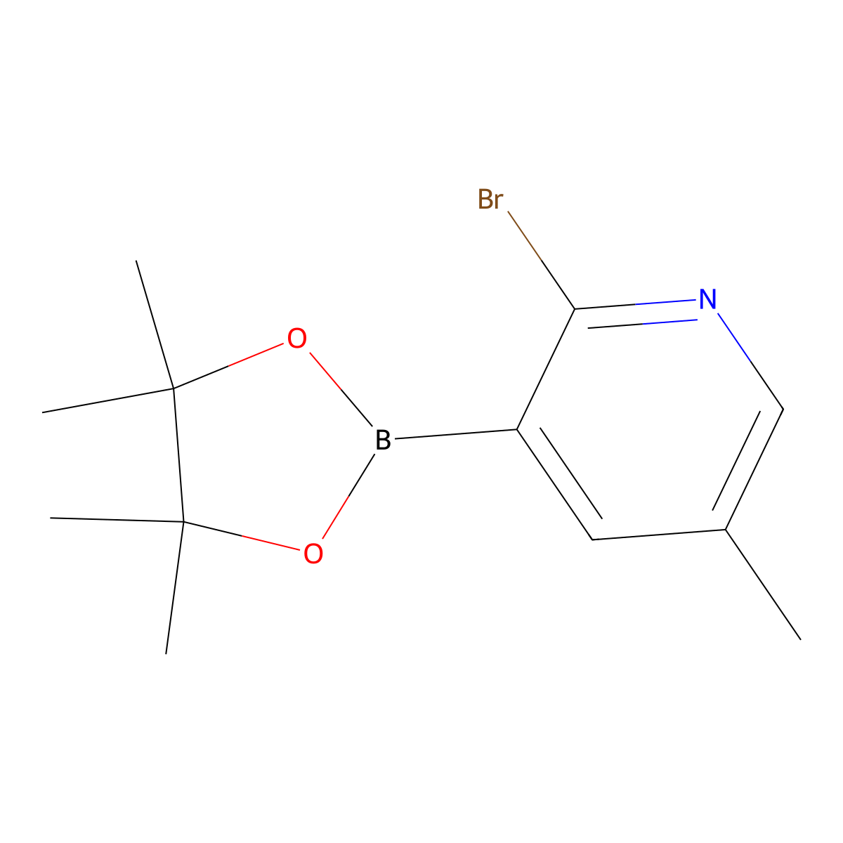 2-Bromo-5-methyl-3-(4,4,5,5-tetramethyl-1,3,2-dioxaborolan-2-yl)pyridine molecular structure, CAS 1310404-50-2