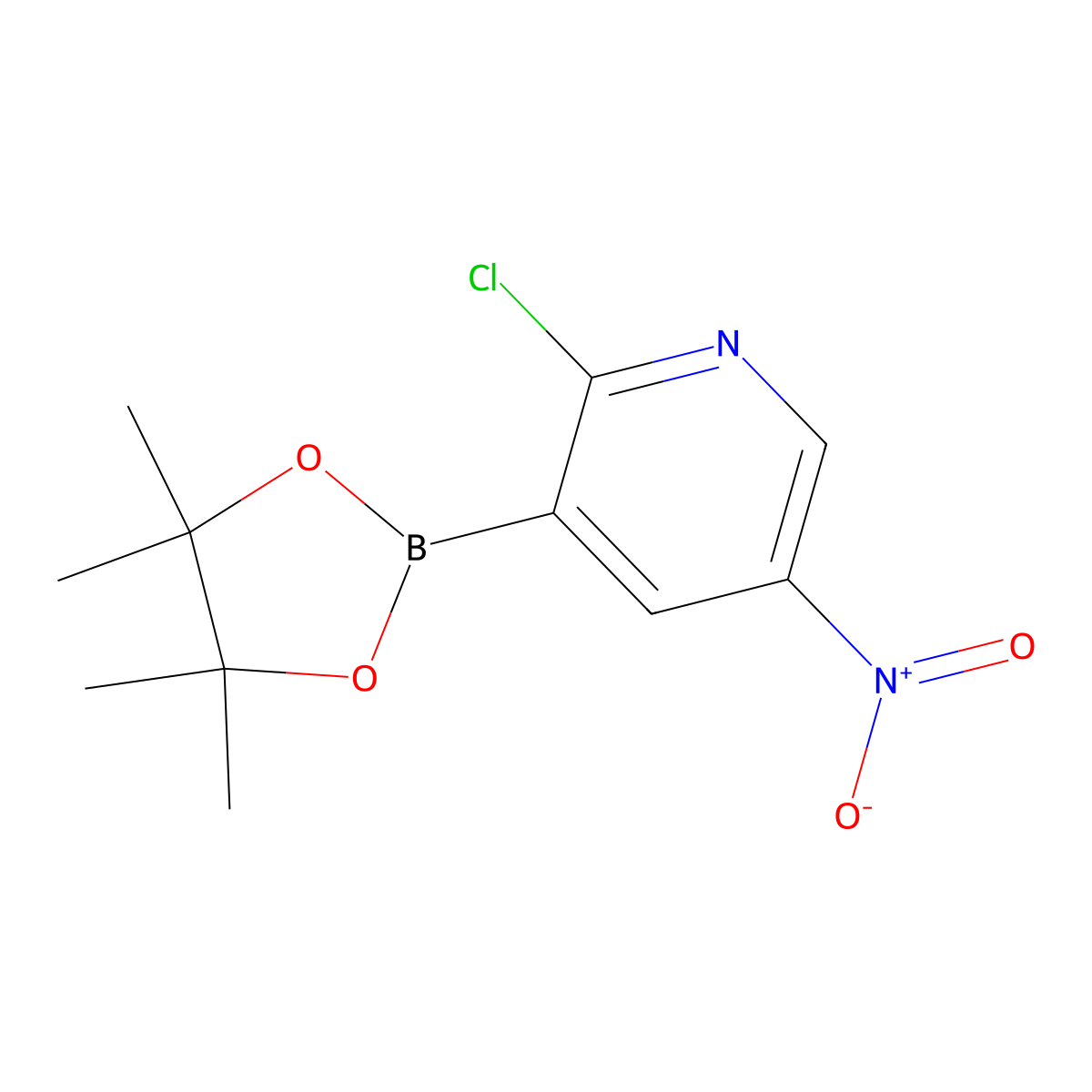 2-Chloro-5-nitro-3-(4,4,5,5-tetramethyl-1,3,2-dioxaborolan-2-yl)pyridine molecular structure, CAS 1310404-51-3