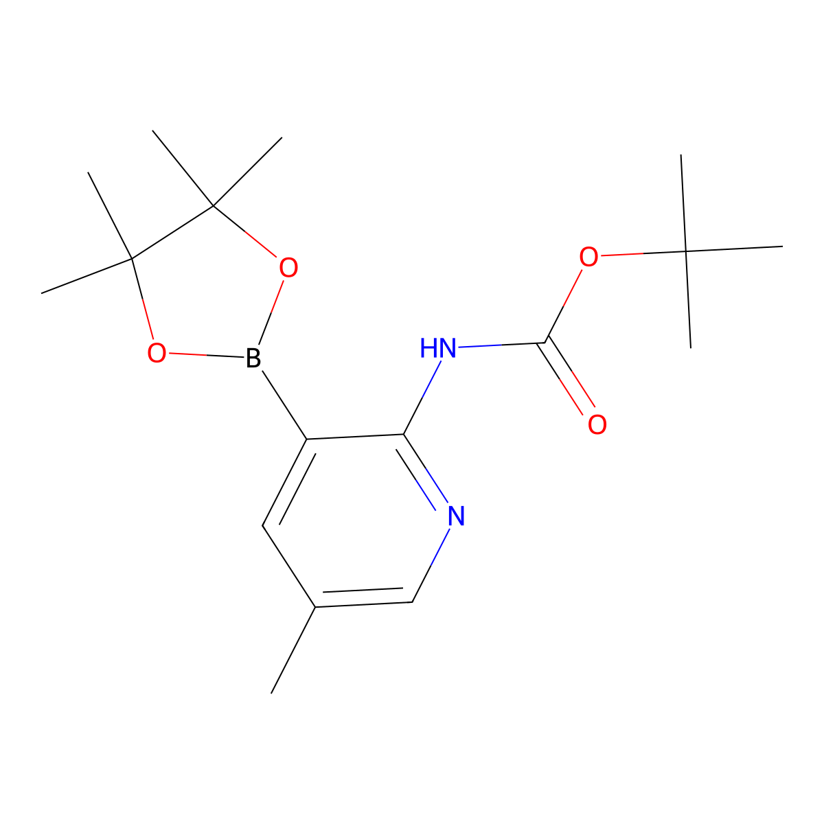 tert-Butyl (5-methyl-3-(4,4,5,5-tetramethyl-1,3,2-dioxaborolan-2-yl)pyridin-2-yl)carbamate molecular structure, CAS 1310404-52-4