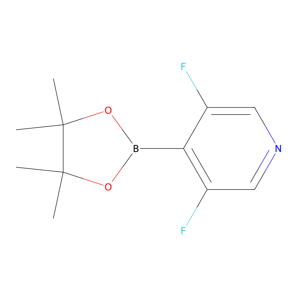 3,5-Difluoro-4-(4,4,5,5-tetramethyl-1,3,2-dioxaborolan-2-yl)pyridine molecular structure, CAS 1310404-59-1
