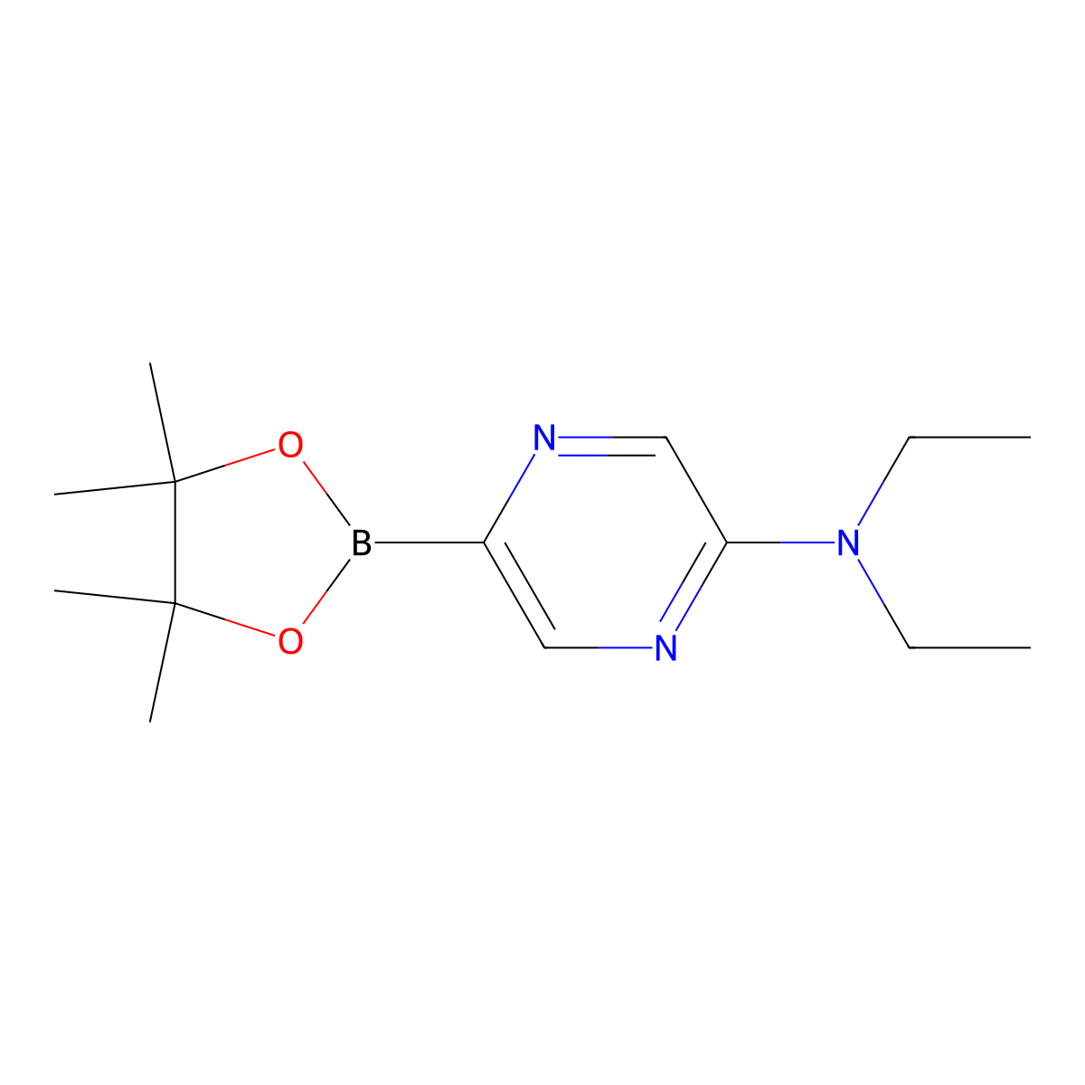 N,N-Diethyl-5-(4,4,5,5-tetramethyl-1,3,2-dioxaborolan-2-YL)pyrazin-2-amine molecular structure, CAS 1310404-61-5