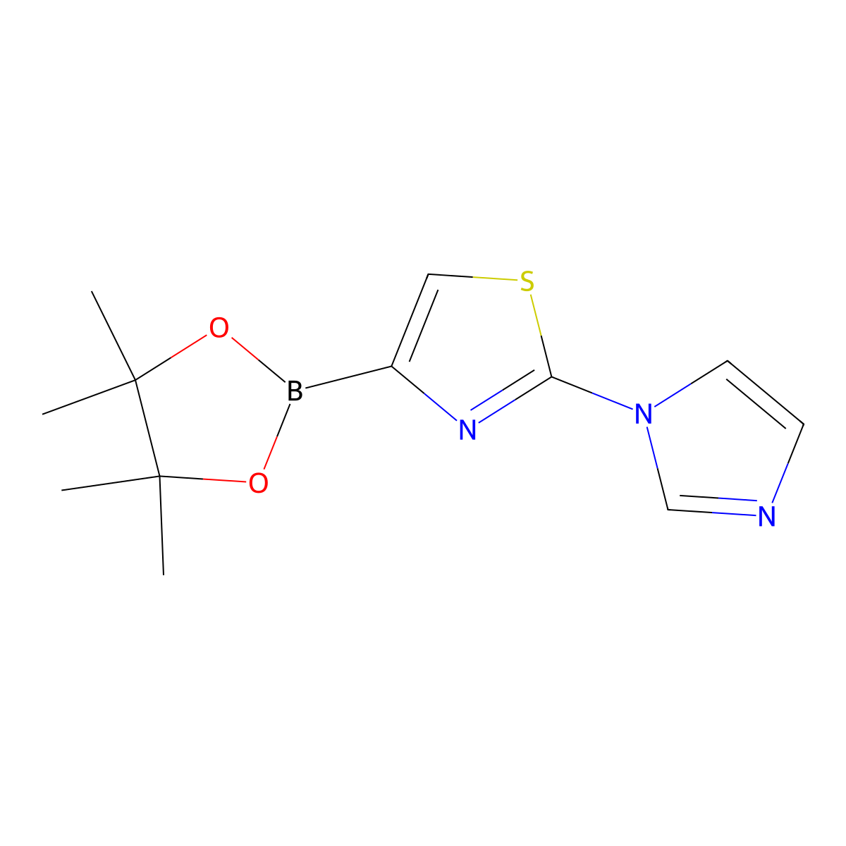 2-(1H-imidazol-1-yl)-4-(4,4,5,5-tetramethyl-1,3,2-dioxaborolan-2-yl)-1,3-thiazole molecular structure, CAS 1310404-67-1