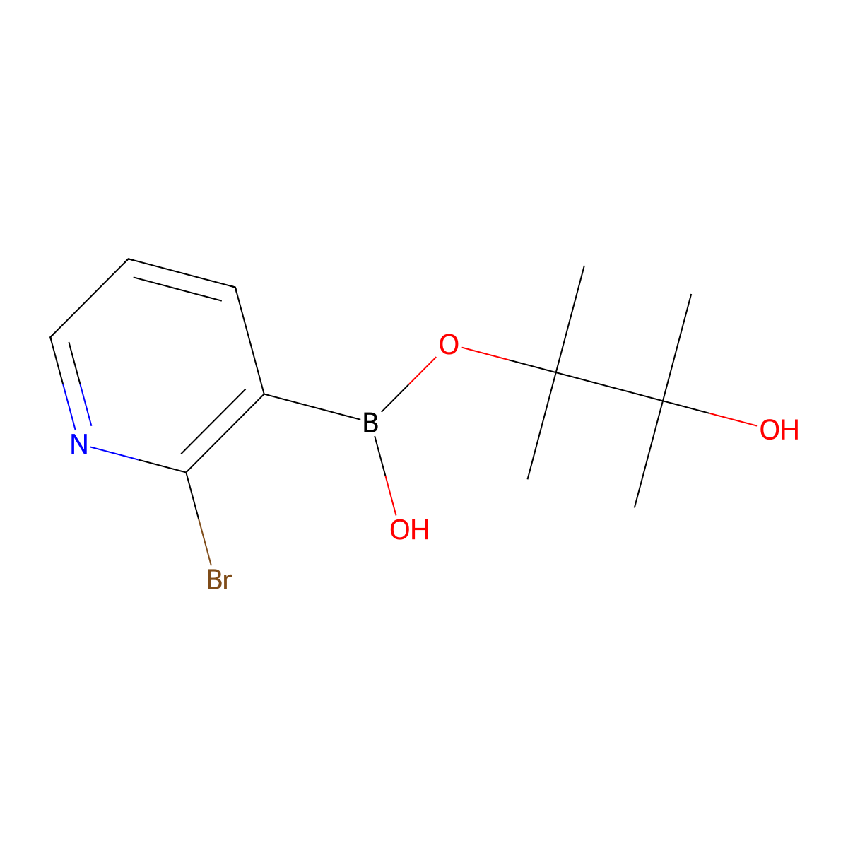 Boronic acid, B-(2-bromo-3-pyridinyl)-, mono(2-hydroxy-1,1,2-trimethylpropyl) ester molecular structure, CAS 1310404-73-9