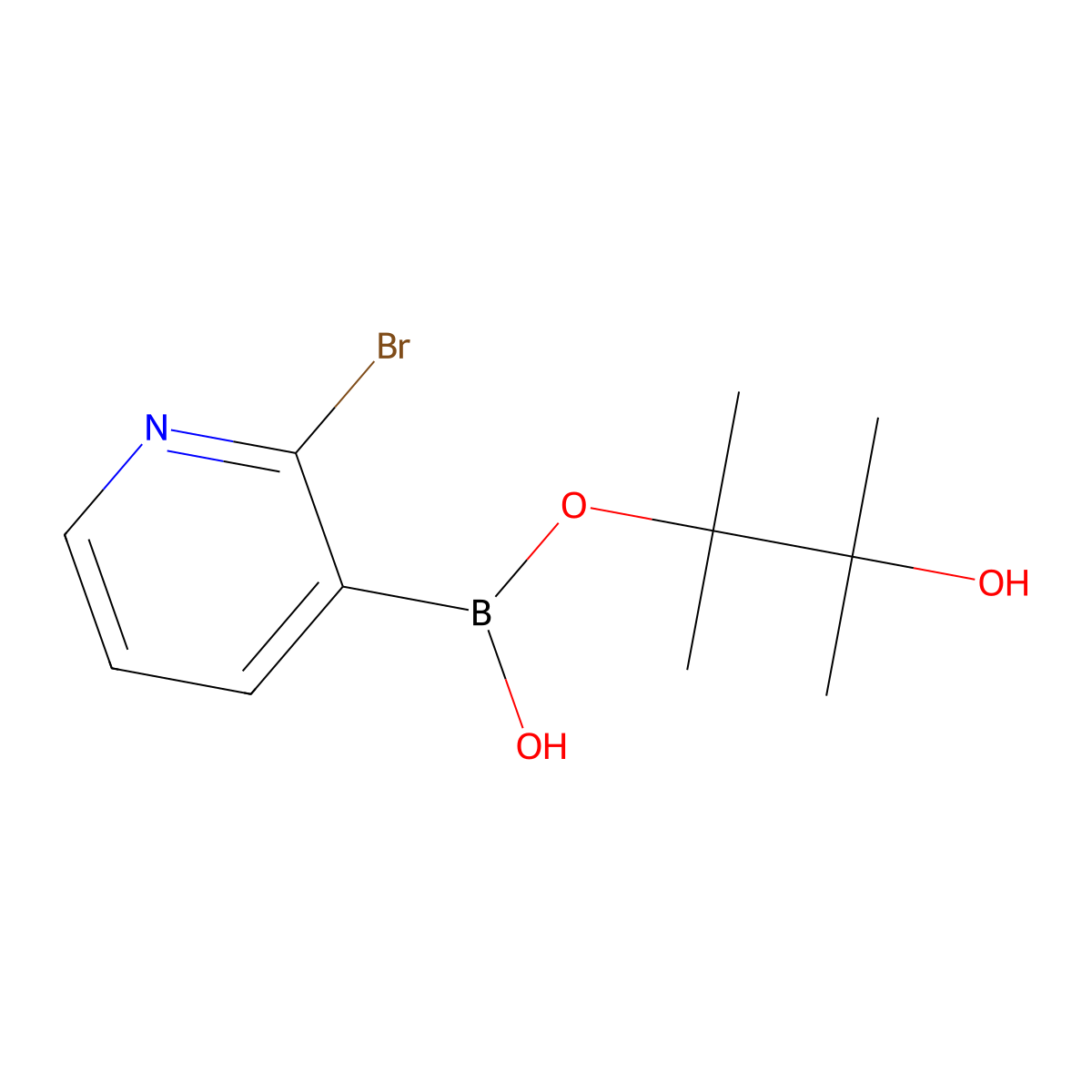 Boronic acid, B-(2-bromo-3-pyridinyl)-, mono(2-hydroxy-1,1,2-trimethylpropyl) ester molecular structure, CAS 1310404-73-9