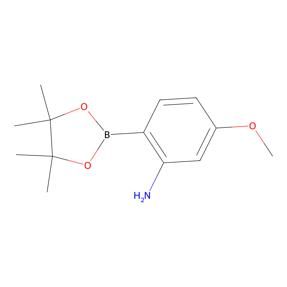 5-Methoxy-2-(4,4,5,5-tetramethyl-1,3,2-dioxaborolan-2-yl)benzenamine molecular structure, CAS 1310404-85-3