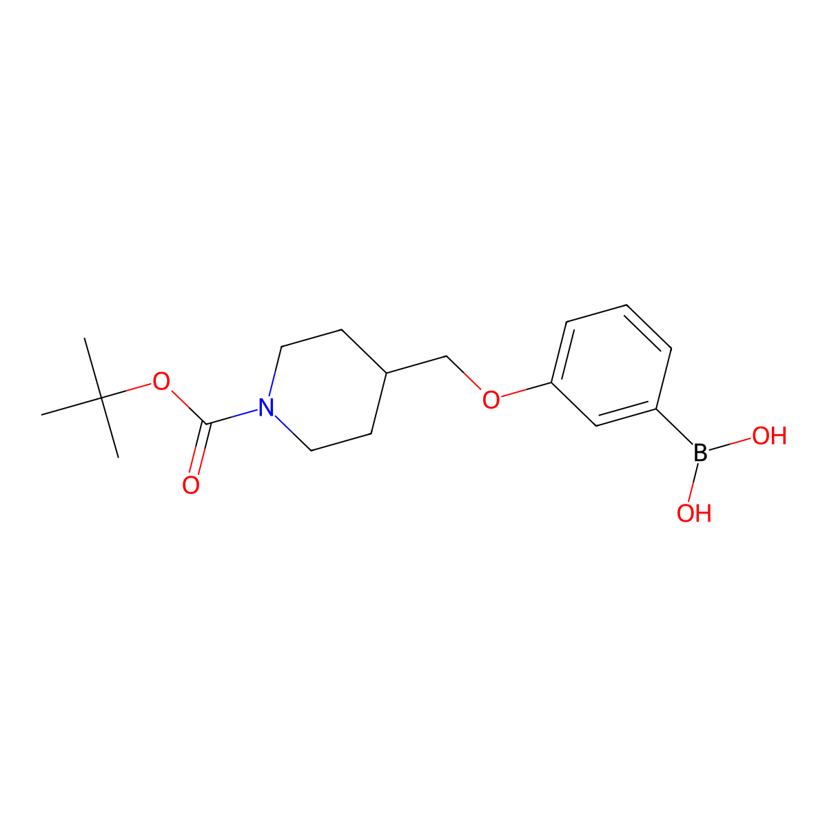 (3-((1-(tert-Butoxycarbonyl)piperidin-4-yl)methoxy)phenyl)boronic acid molecular structure, CAS 1310404-86-4