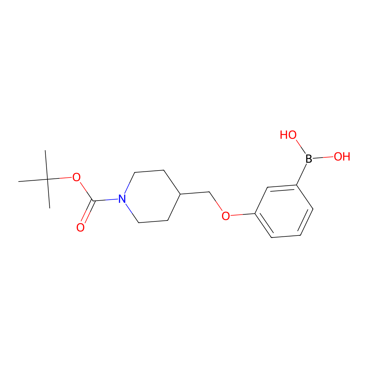 (3-((1-(tert-Butoxycarbonyl)piperidin-4-yl)methoxy)phenyl)boronic acid molecular structure, CAS 1310404-86-4