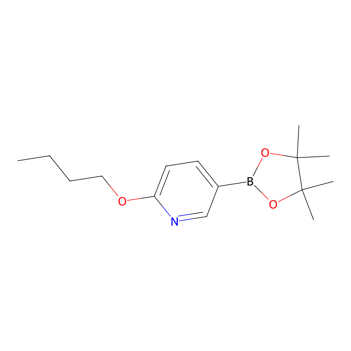 2-Butoxy-5-(4,4,5,5-tetramethyl-1,3,2-dioxaborolan-2-yl)pyridine molecular structure, CAS 1310404-88-6