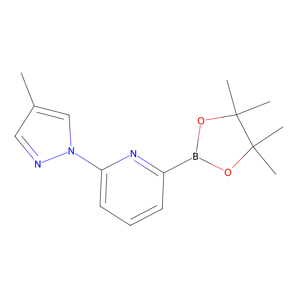 2-(4-Methyl-1H-pyrazol-1-yl)-6-(4,4,5,5-tetramethyl-1,3,2-dioxaborolan-2-yl)pyridine molecular structure, CAS 1310405-03-8