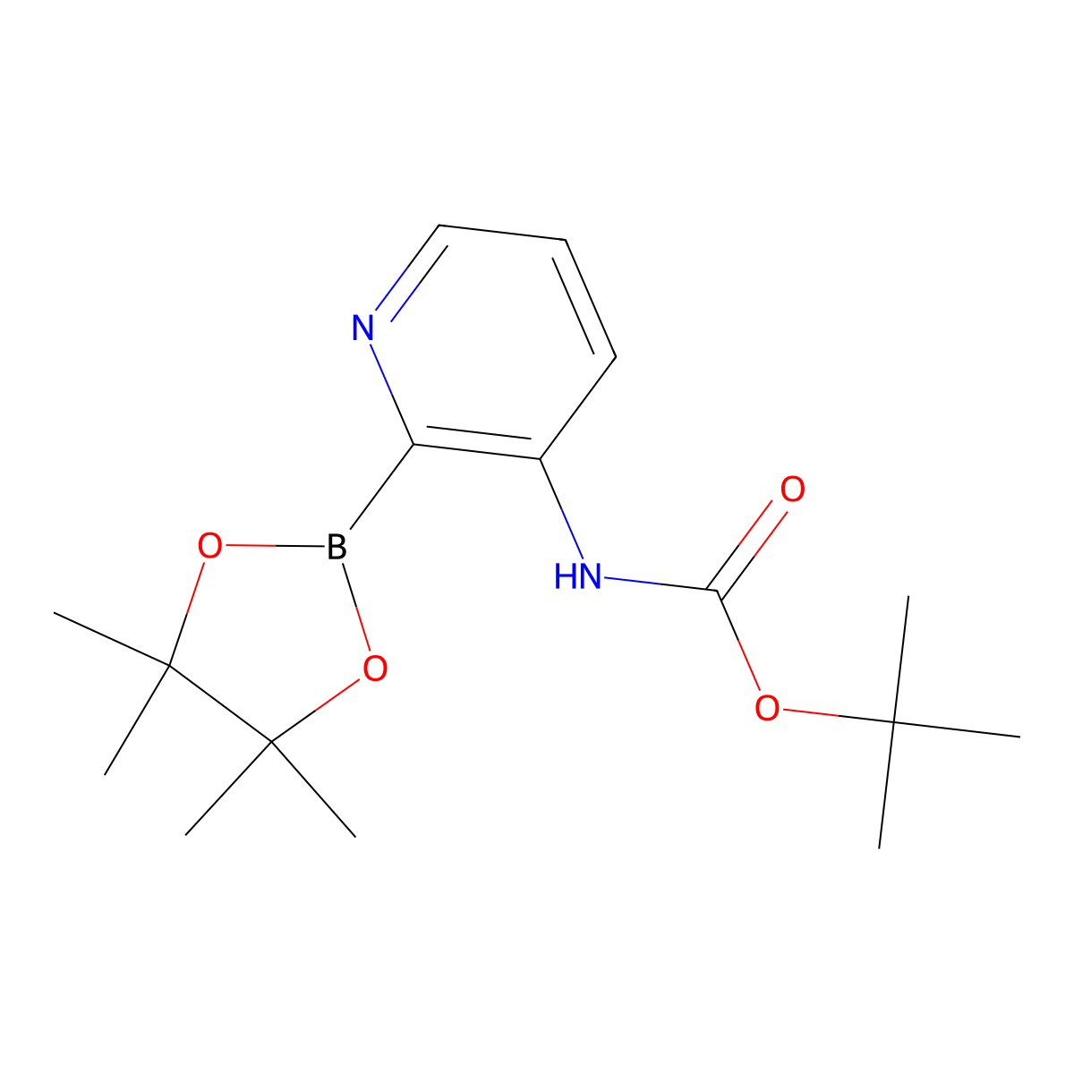 tert-Butyl (2-(4,4,5,5-tetramethyl-1,3,2-dioxaborolan-2-yl)pyridin-3-yl)carbamate molecular structure, CAS 1310405-05-0