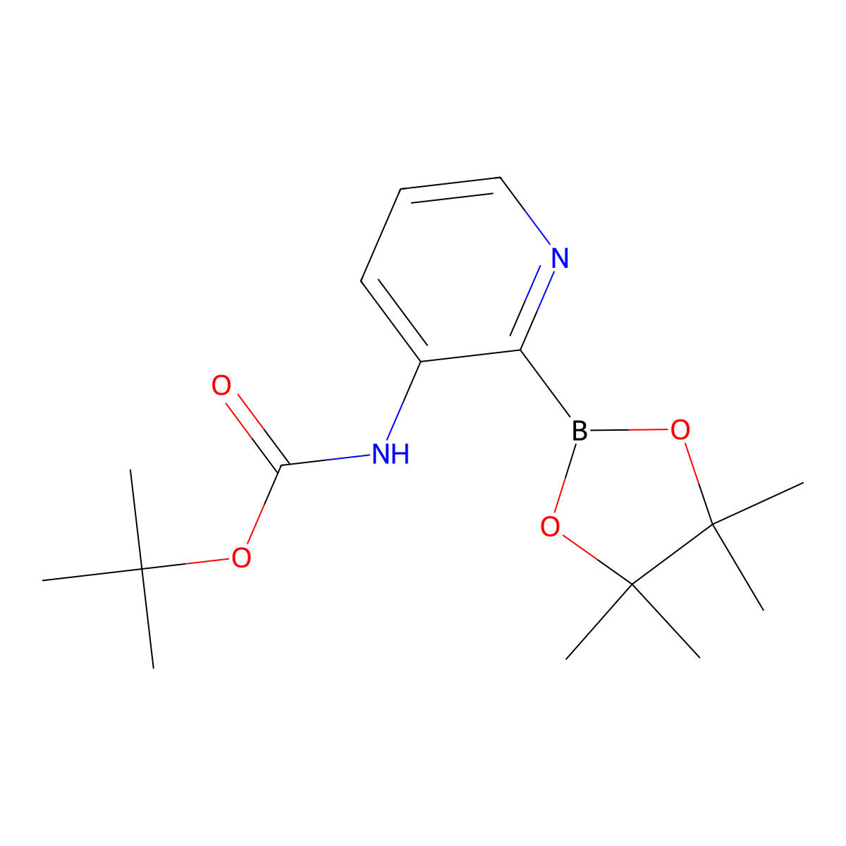 tert-Butyl (2-(4,4,5,5-tetramethyl-1,3,2-dioxaborolan-2-yl)pyridin-3-yl)carbamate molecular structure, CAS 1310405-05-0