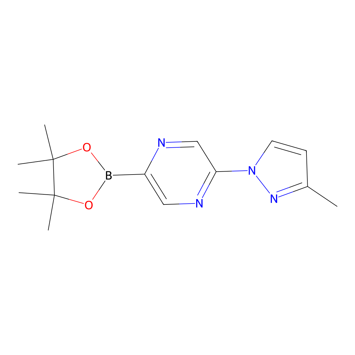 2-(3-methyl-1H-pyrazol-1-yl)-5-(4,4,5,5-tetramethyl-1,3,2-dioxaborolan-2-yl)Pyrazine molecular structure, CAS 1310405-10-7