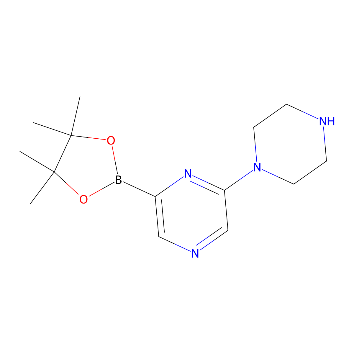 2-(Piperazin-1-YL)-6-(4,4,5,5-tetramethyl-1,3,2-dioxaborolan-2-YL)pyrazine molecular structure, CAS 1310405-13-0