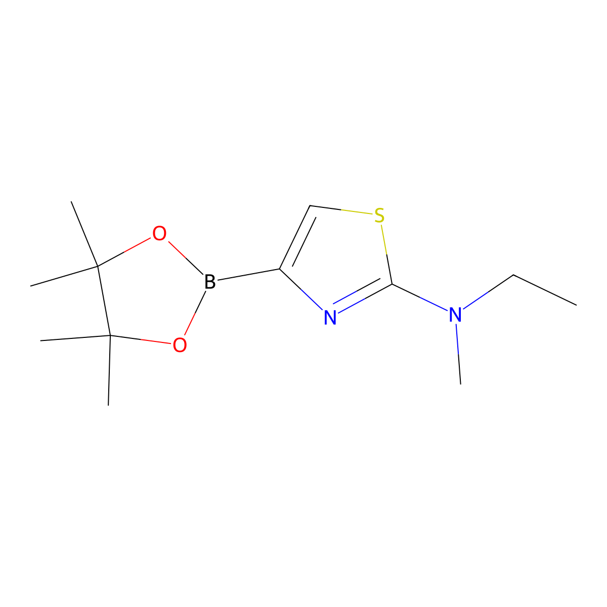 2-(N,N-Methylethylamino)thiazole-4-boronic acid pinacol ester molecular structure, CAS 1310405-17-4