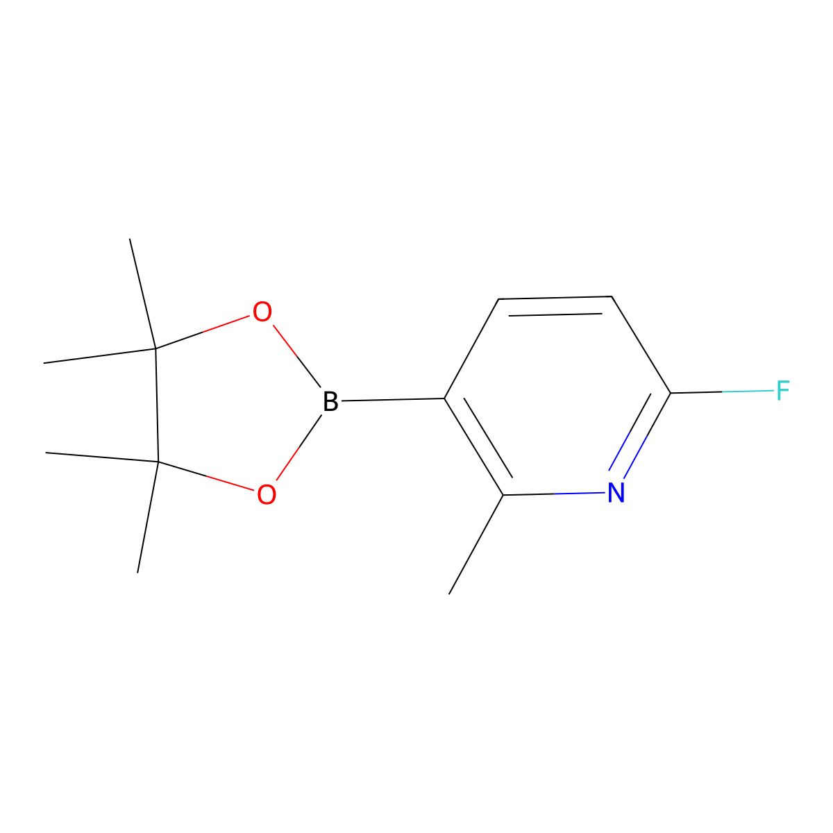 6-Fluoro-2-methyl-3-(4,4,5,5-tetramethyl-1,3,2-dioxaborolan-2-yl)pyridine molecular structure, CAS 1310405-22-1