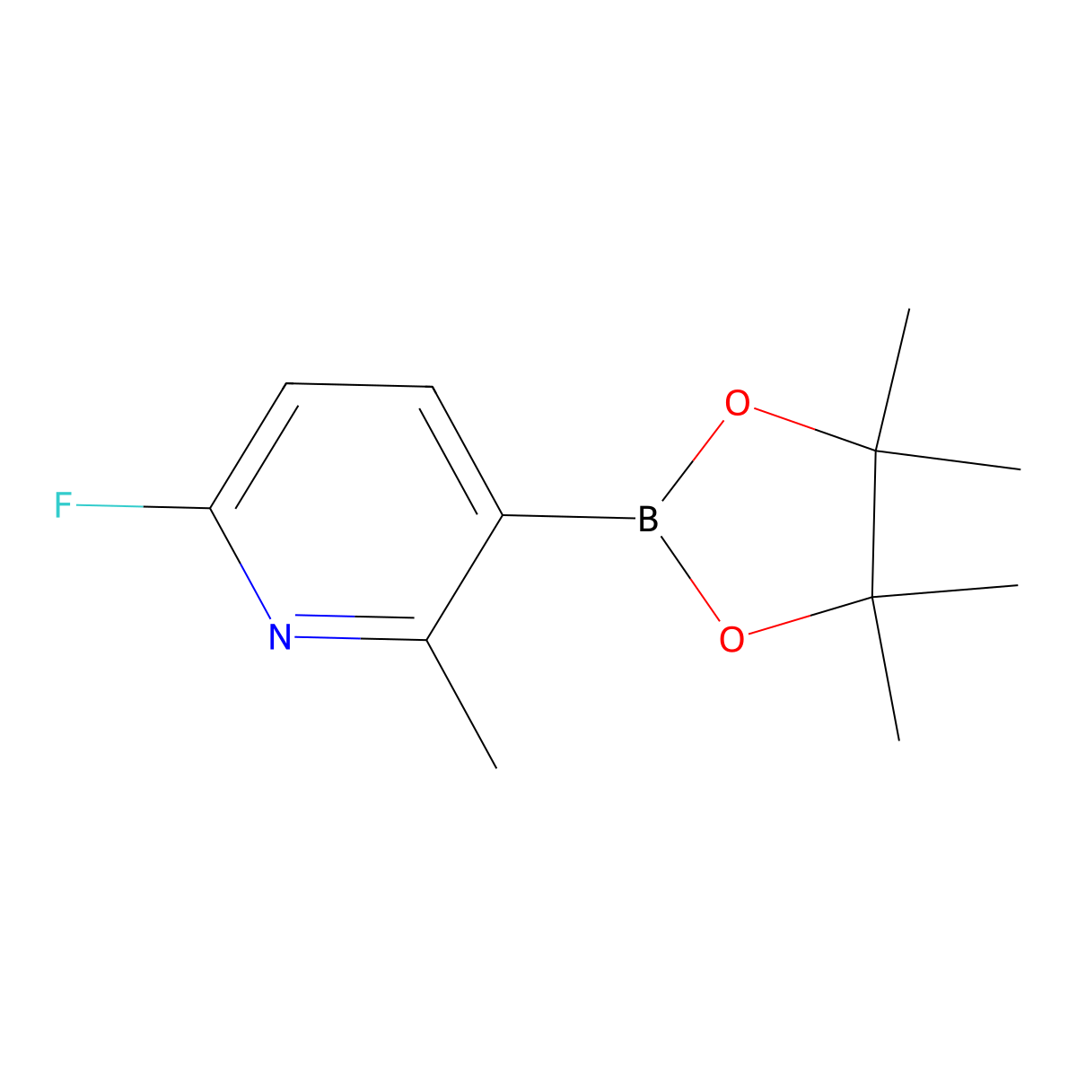 6-Fluoro-2-methyl-3-(4,4,5,5-tetramethyl-1,3,2-dioxaborolan-2-yl)pyridine molecular structure, CAS 1310405-22-1