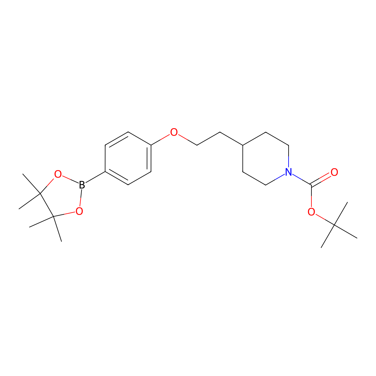 Tert-butyl 4-(2-(4-(4,4,5,5-tetramethyl-1,3,2-dioxaborolan-2-yl)phenoxy)ethyl)piperidine-1-carboxylate molecular structure, CAS 1310405-24-3