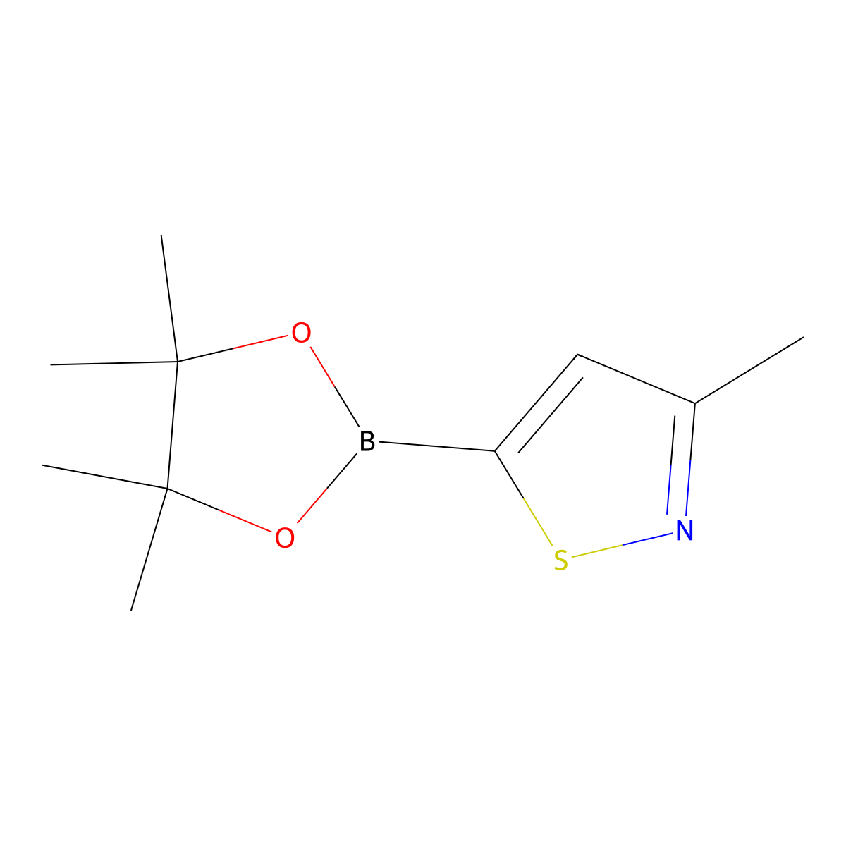 3-Methyl-5-(tetramethyl-1,3,2-dioxaborolan-2-yl)-1,2-thiazole molecular structure, CAS 1310419-07-8