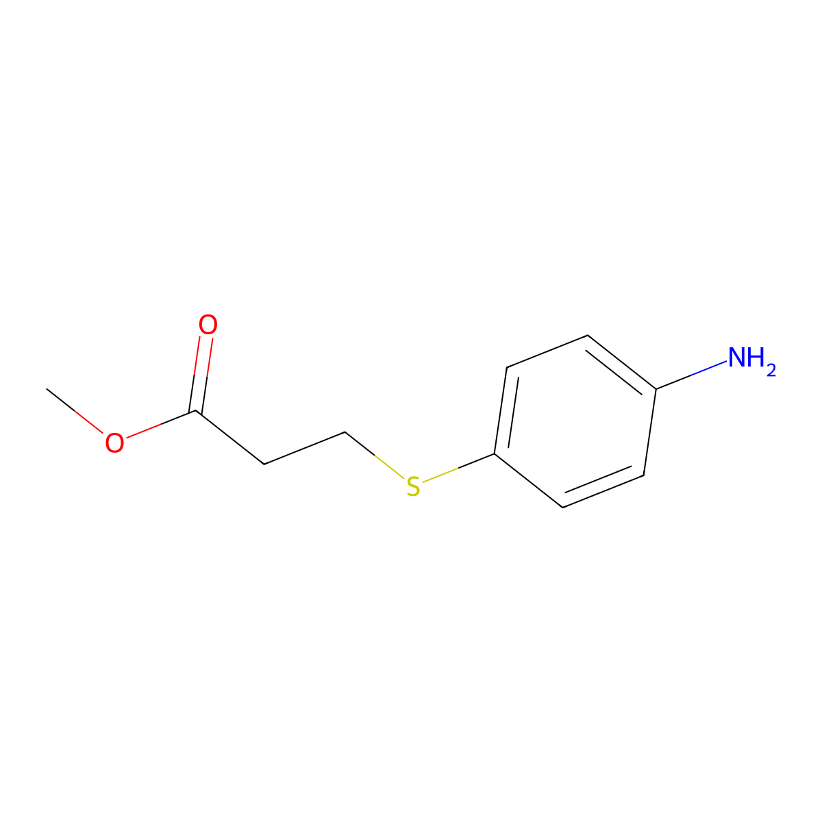 Methyl 3-((4-aminophenyl)sulfanyl)propanoate molecular structure, CAS 131042-40-5