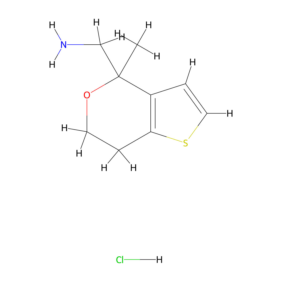 {4-methyl-4H,6H,7H-thieno[3,2-c]pyran-4-yl}methanamine hydrochloride molecular structure, CAS 1310421-49-8
