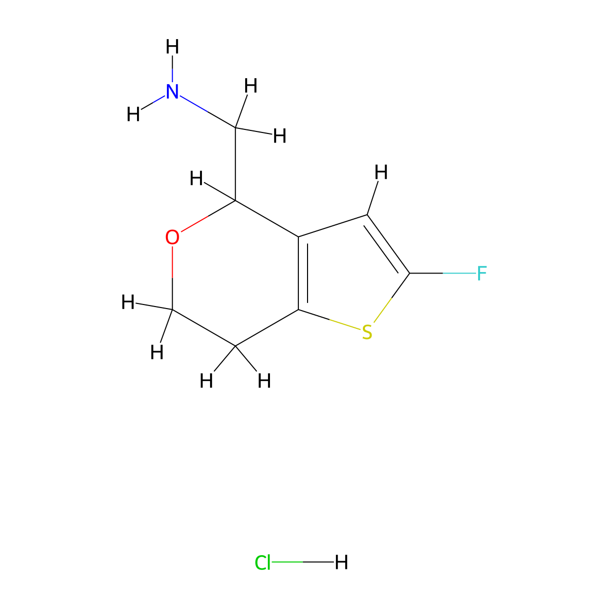 {2-fluoro-4H,6H,7H-thieno[3,2-c]pyran-4-yl}methanamine hydrochloride molecular structure, CAS 1310421-82-9