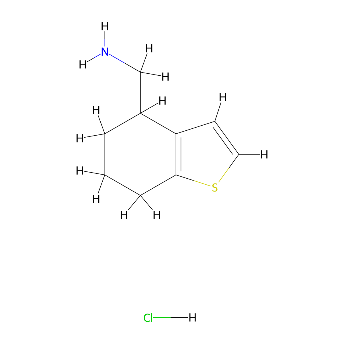 (4,5,6,7-Tetrahydrobenzo[b]thiophen-4-yl)methanamine hydrochloride molecular structure, CAS 1310422-55-9