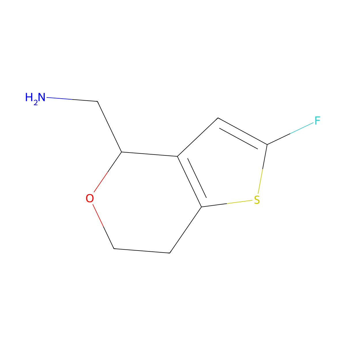 {2-fluoro-4H,6H,7H-thieno[3,2-c]pyran-4-yl}methanamine molecular structure, CAS 1310424-63-5