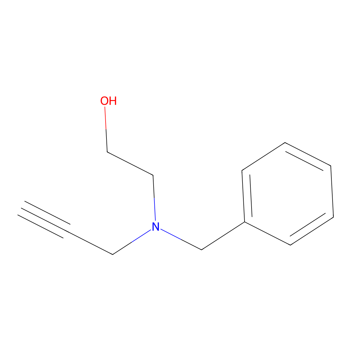 2-(Benzyl(prop-2-yn-1-yl)amino)ethanol molecular structure, CAS 13105-78-7