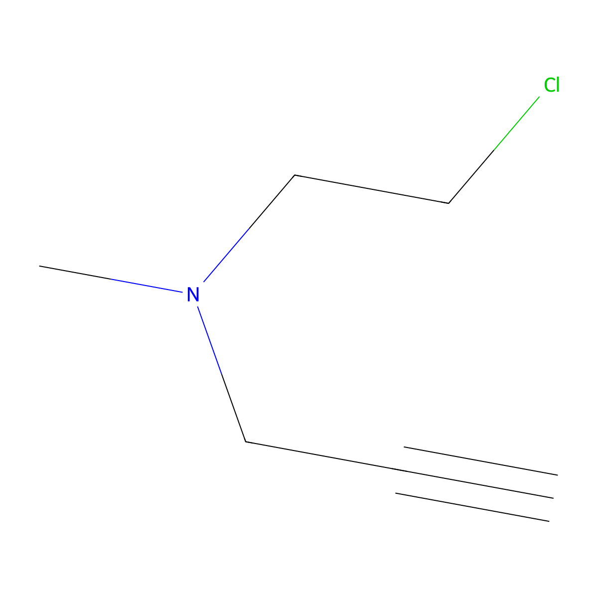 (2-Chloroethyl)(methyl)(prop-2-yn-1-yl)amine molecular structure, CAS 13105-80-1