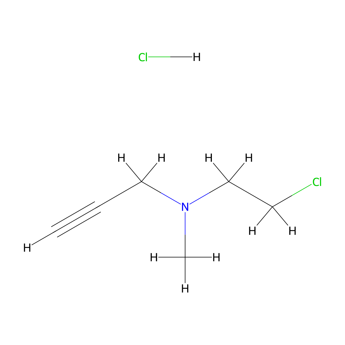 (2-Chloroethyl)(methyl)(prop-2-yn-1-yl)aminehydrochloride molecular structure, CAS 13105-81-2