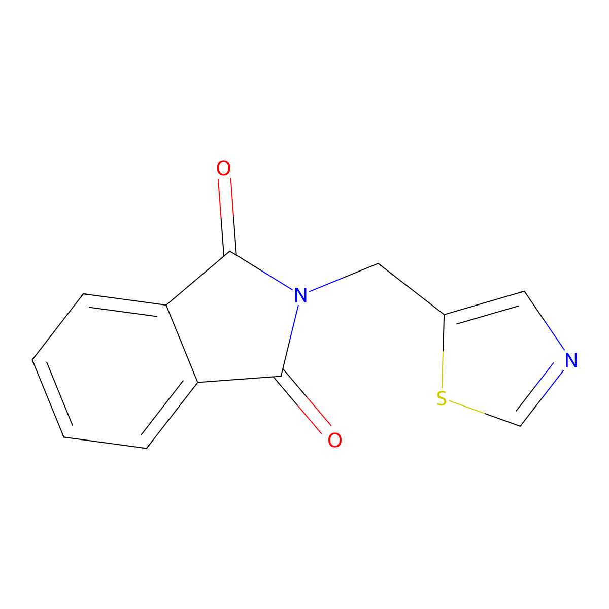 2-(Thiazol-5-ylmethyl)isoindoline-1,3-dione molecular structure, CAS 131052-45-4