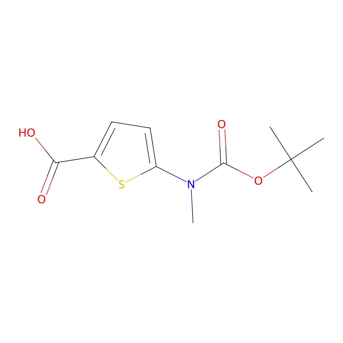 5-{[(Tert-butoxy)carbonyl](methyl)amino}thiophene-2-carboxylic acid molecular structure, CAS 131052-68-1