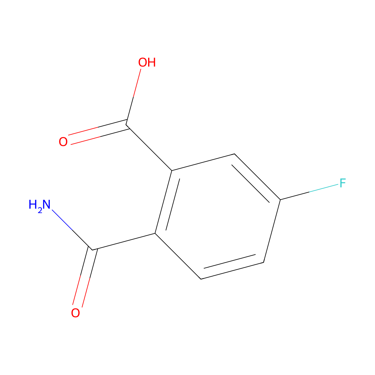 2-Carbamoyl-5-fluorobenzoic acid molecular structure, CAS 1310532-40-1