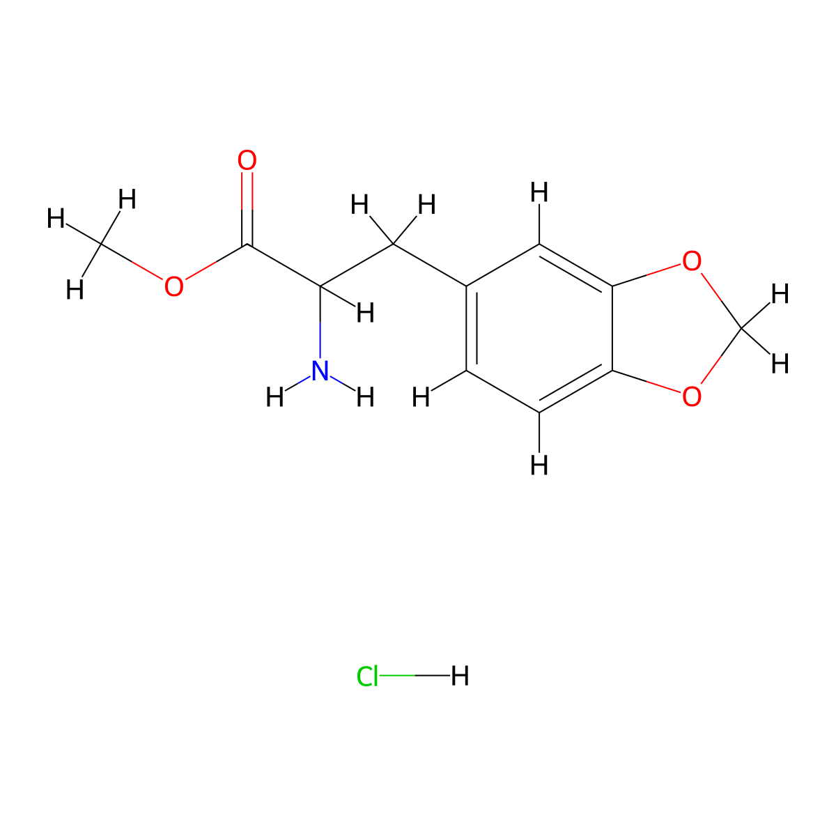 Methyl 2-amino-3-(1,3-dioxaindan-5-yl)propanoate hydrochloride molecular structure, CAS 1310545-40-4
