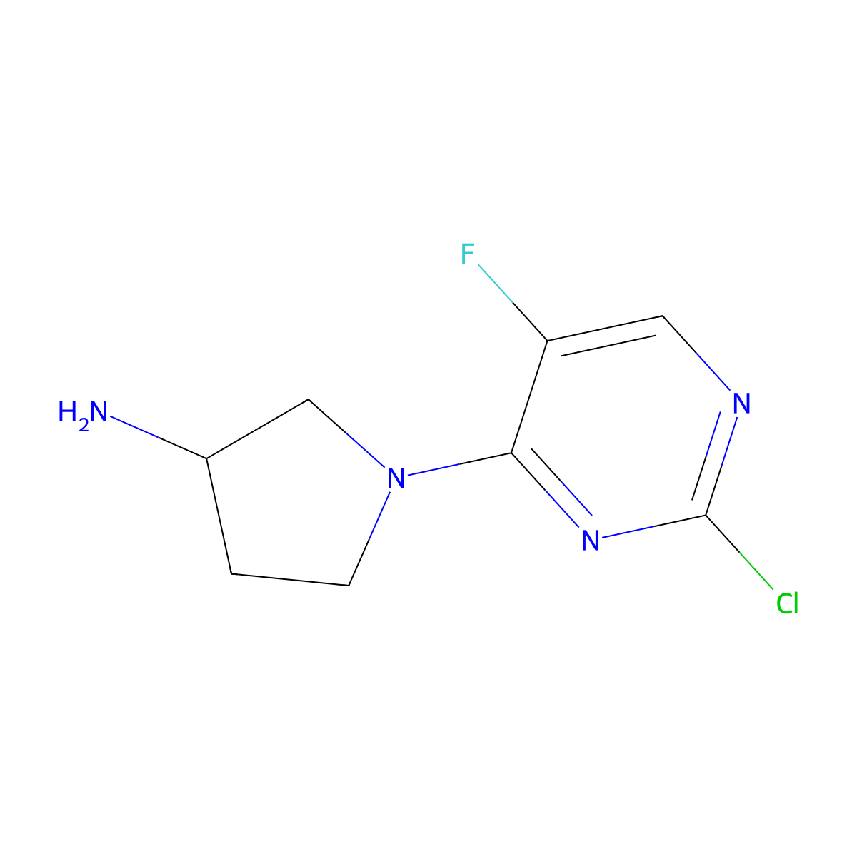 1-(2-Chloro-5-fluoropyrimidin-4-yl)pyrrolidin-3-amine molecular structure, CAS 1310558-47-4