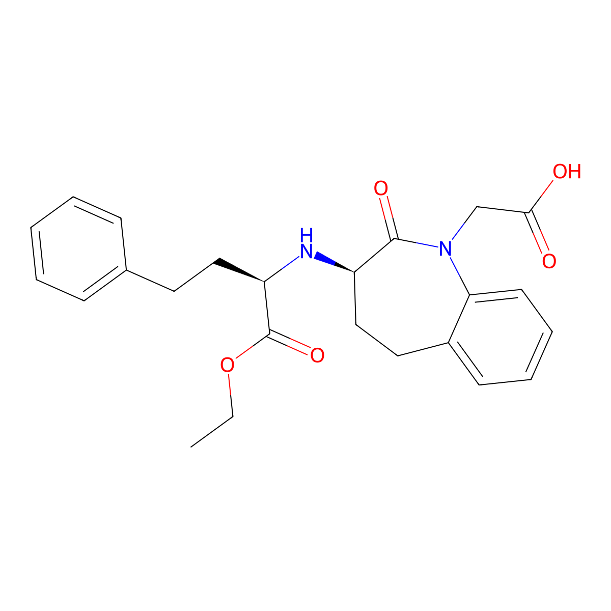 1H-1-Benzazepine-1-acetic acid, 3-((1-(ethoxycarbonyl)-3-phenylpropyl)amino)-2,3,4,5-tetrahydro-2-oxo- molecular structure, CAS 131064-75-0