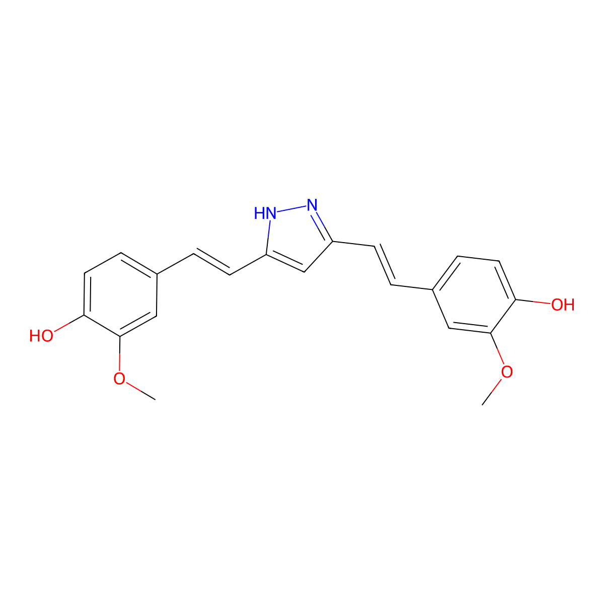 Hydrazinocurcumin molecular structure, CAS 131068-23-0
