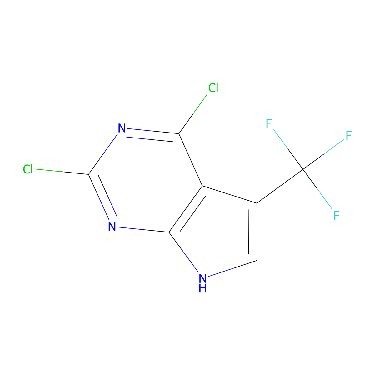 2,4-dichloro-5-(trifluoromethyl)-7H-pyrrolo[2,3-d]pyrimidine molecular structure, CAS 1310680-16-0