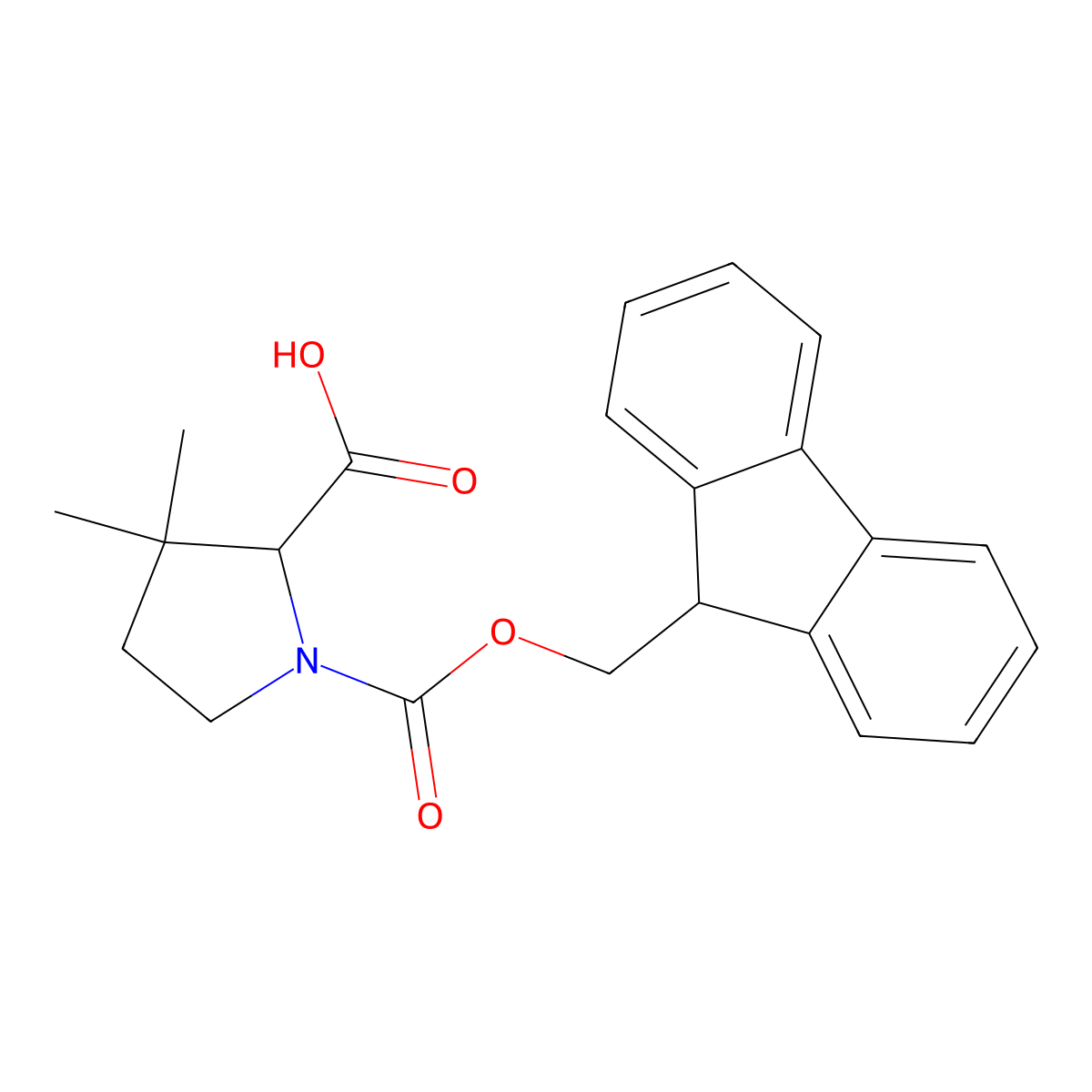 1,2-Pyrrolidinedicarboxylic acid, 3,3-dimethyl-, 1-(9H-fluoren-9-ylmethyl) ester molecular structure, CAS 1310680-20-6