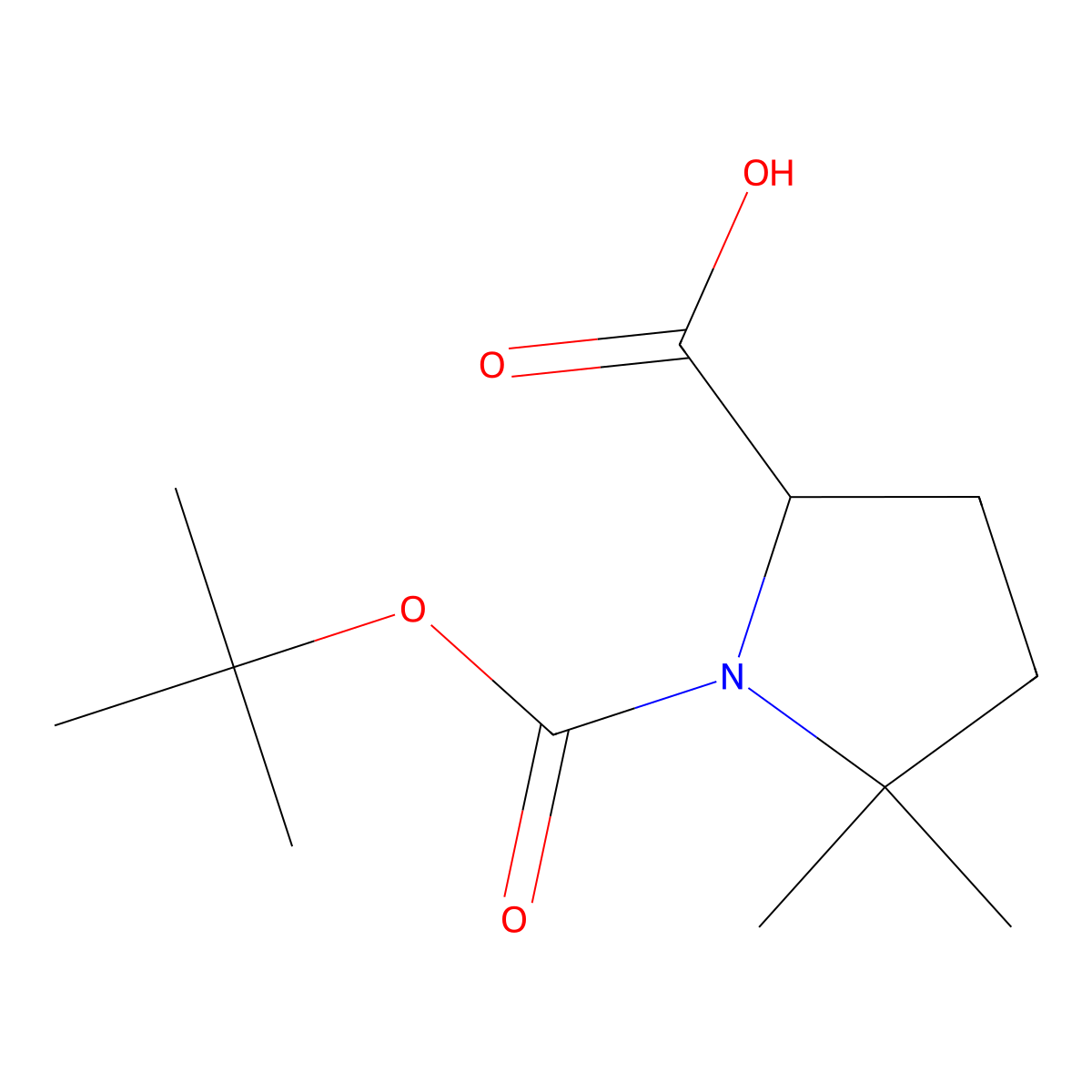 (R)-Boc-5,5-dimethyl-pyrrolidine-2-carboxylic acid molecular structure, CAS 1310680-32-0