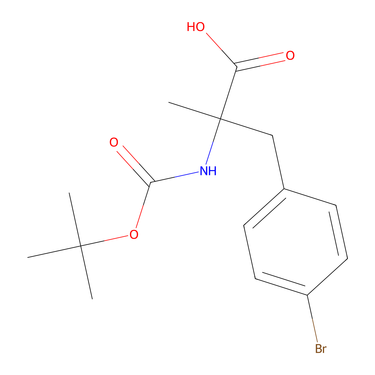 Boc-alpha-methyl-D-4-bromophenylalanine molecular structure, CAS 1310680-46-6