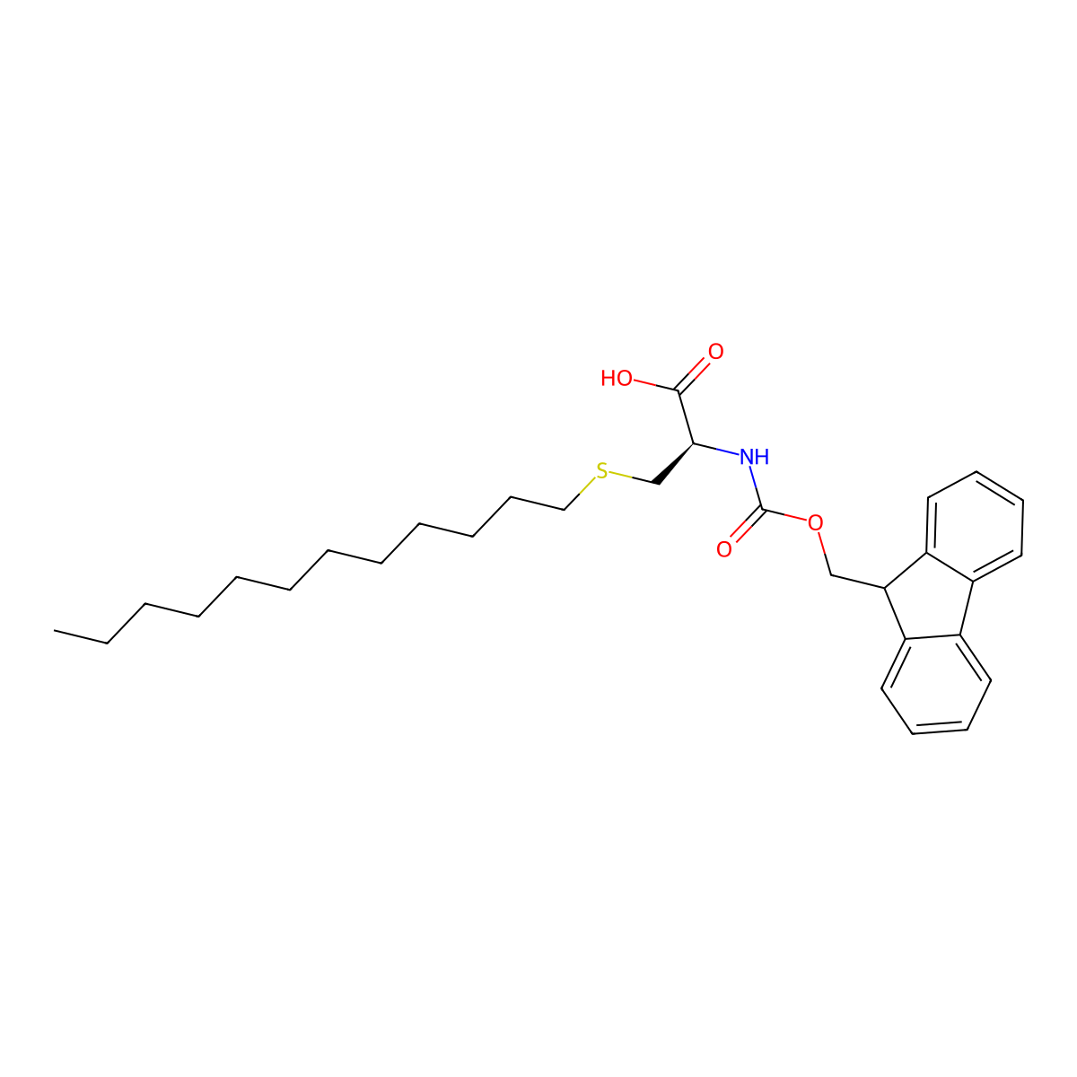 (R)-Fmoc-2-amino-3-dodecylsulfanyl-propionic acid molecular structure, CAS 1310682-09-7