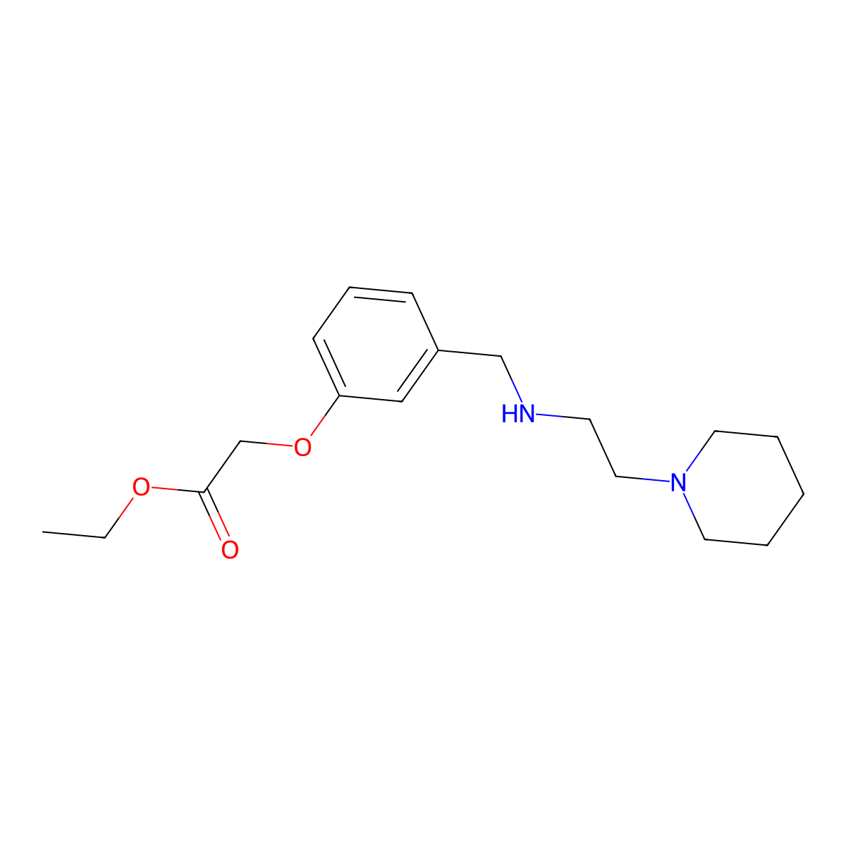 Ethyl 2-(3-((2-(piperidin-1-yl)ethylamino)methyl)phenoxy)acetate molecular structure, CAS 1310698-03-3